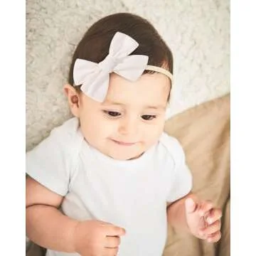 doboi 10PCS Baby Girls Headbands Hair Bows Nylon Linen Hairbands Handmade Hair Accessories for Newborn Infant Toddlers Little Girl and Kids 3.5Inches