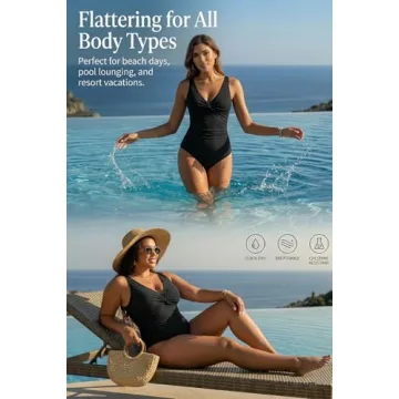 Holipick Black Tummy Control One Piece Swimsuit for Women