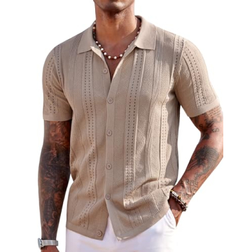 COOFANDY Men's Short Sleeve Button Down Polo Shirt - Stylish Summer Essential