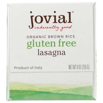 Jovial Organic Brown Rice Pasta Lasagna Gluten Free -- 9 oz - 2 pc