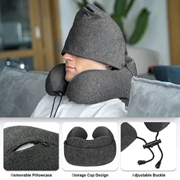 Cirorld Neck Pillow - Memory Foam with Hood for Travel Comfort