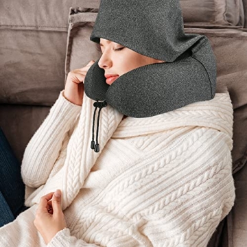Cirorld Neck Pillow - Memory Foam with Hood for Travel Comfort