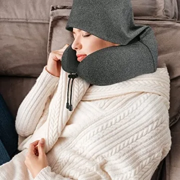 Cirorld Neck Pillow - Memory Foam with Hood for Travel Comfort