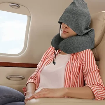 Cirorld Neck Pillow - Memory Foam with Hood for Travel Comfort