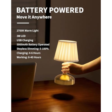 KDG Portable Cordless Table Lamp for Home Décor