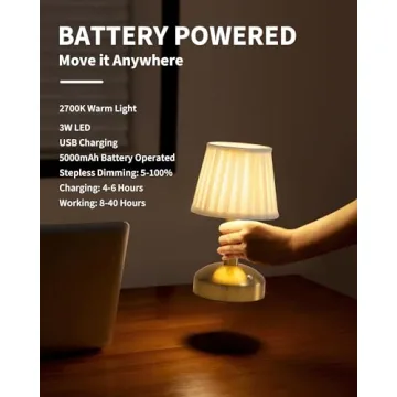 KDG Portable Cordless Table Lamp for Home Décor