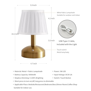 KDG Portable Cordless Table Lamp for Home Décor