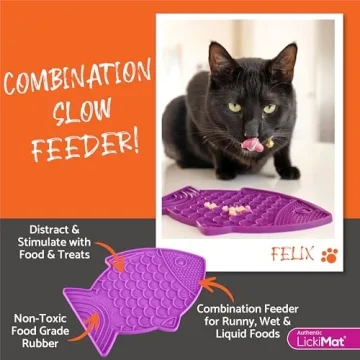 LickiMat Felix Fun Fish-Shaped Slow Feeder for Cats