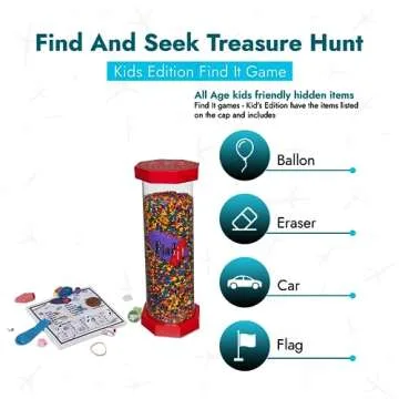 Find It Games Hidden Object Game, Find and Seek Scavenger Hunt, Kids Edition Kid Friendly Themed Items, Including Alphabet Beads, Car, Fish, Balloon, Baseball - Travel Game for Ages 8+
