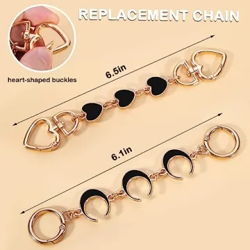 Stylish 2Pcs Heart Moon Purse Strap Extenders for Handbags