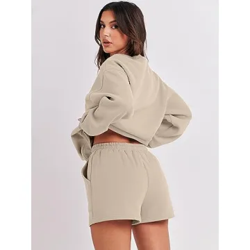 Stylish ANRABESS Women 2 Piece Sweat Shorts Set 2024