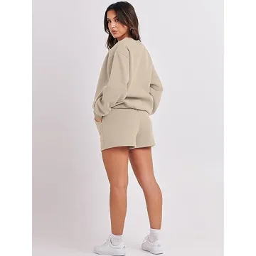 Stylish ANRABESS Women 2 Piece Sweat Shorts Set 2024