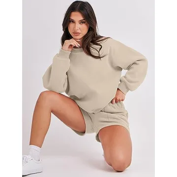 Stylish ANRABESS Women 2 Piece Sweat Shorts Set 2024