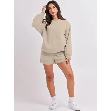 Stylish ANRABESS Women 2 Piece Sweat Shorts Set 2024