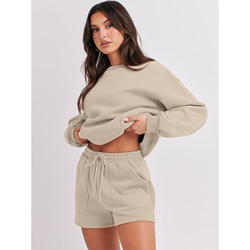 Stylish ANRABESS Women 2 Piece Sweat Shorts Set 2024
