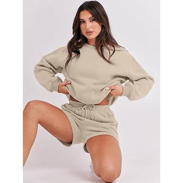 Stylish ANRABESS Women 2 Piece Sweat Shorts Set 2024