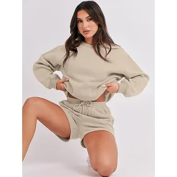 Stylish ANRABESS Women 2 Piece Sweat Shorts Set 2024