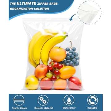 Durable Large Storage Bags with Zipper - 2.4 mil Thickness