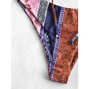 Stylish ZAFUL Women's Retro Floral Bikini Swimsuit
