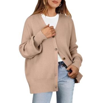 Chic ANRABESS Women's Casual Cardigan in Khaki Comfort