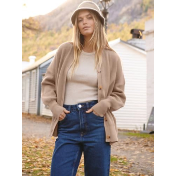 Chic ANRABESS Women's Casual Cardigan in Khaki Comfort