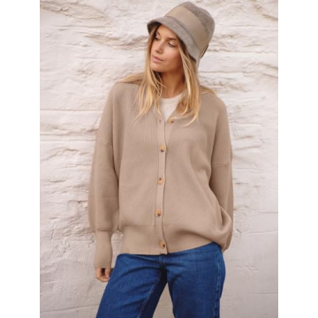 Chic ANRABESS Women's Casual Cardigan in Khaki Comfort