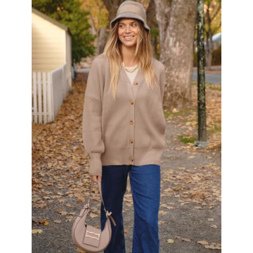 Chic ANRABESS Women's Casual Cardigan in Khaki Comfort