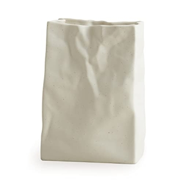 Crinkle Paper Bag Shape Ceramic Vase - Chic Home Decor