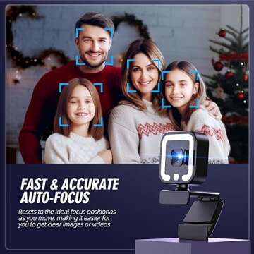 Hemisol 4K Webcam, Web Camera with Microphone and Fill Light, HD Autofocus Computer Camera with Privacy Cover and Tripod Stand Streaming Webcam,Plug&Play USB Wbcam for Pc Laptop Desktop Video Calling