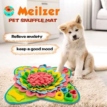 Meilzer Snuffle Mat for Dogs Pet Treats Feeding Mat for Small/Medium Breed Dogs Non-Slip/Portable/Durable Interactive Dog Puzzle Toys Encourages Natural Foraging Skills (Pink)