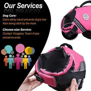VIVAGLORY Sports Style Dog Life Jacket with Adjustable & Durable, Extra Flotation Swim Life Vest with Secure Fastening System for Large Dogs, Pink