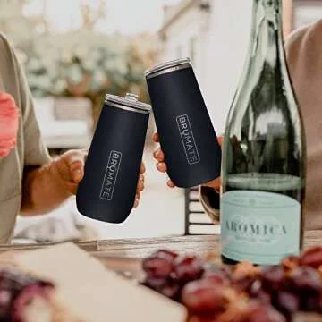 BrüMate 12oz Champagne Flute With Flip-Top Lid