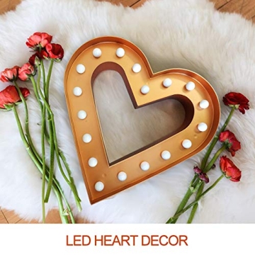 Bright Zeal 12 Inch Large Bronze LED Heart Marquee Sign