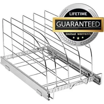 HOLDN’ STORAGE Pull Out Organizer for Cookie Sheet, Cutting Board, Bakeware, and Tray, Sliding Rack- Heavy Duty - Lifetime Limited Warranty - for Under Sink/Under Cabinet, 8.5”W x 21”D x 11”H, Chrome