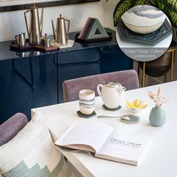 The Original Degrē Coaster (Set of 6, Plum Medley) by LINE+ARC. 10mm Thick Dishwasher Safe Stain-Resistant Outdoor Coffee Table Silicone Modern Hexagon Mid Century Cup Drink Non-Absorbent Housewarming