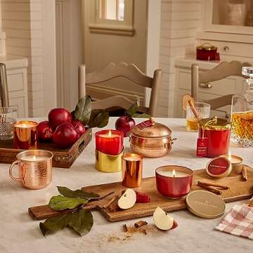 Thymes Scented Candles for Home Decor - Luxury Home Fragrance Gifts for Women & Men - Fall Candles with Warm Notes of Apple, Clove, & Cardamom - Rose Gold (Simmered Cider, 6.5 oz)