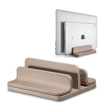 Adjustable Leather Laptop Stand for MacBook & Tablet - Dual Holder