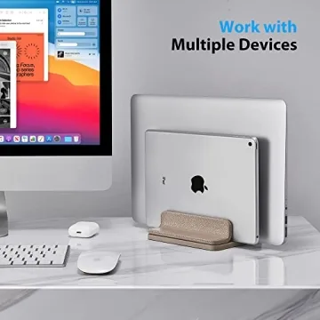 Adjustable Leather Laptop Stand for MacBook Tablet Dual Holder