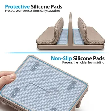 Adjustable Leather Laptop Stand for MacBook Tablet Dual Holder