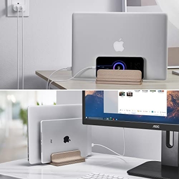 Adjustable Leather Laptop Stand for MacBook Tablet Dual Holder