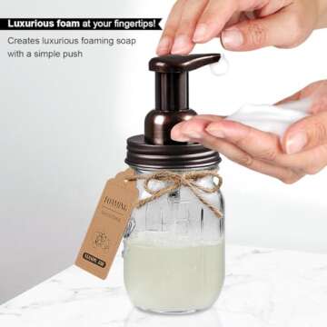 SheeChung Bathroom Accessories Set - Mason Jar Foaming Hand Soap Dispenser, Qtip Holder Set, Rustic ...