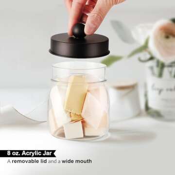 SheeChung Bathroom Accessories Set - Mason Jar Foaming Hand Soap Dispenser, Qtip Holder Set, Rustic Farmhouse Decor, Apothecary Jars, Bathroom Countertop Organizer - Bronze