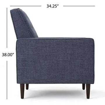 Christopher Knight Home Mervynn Mid-Century Modern Fabric Recliners, 2-Pcs Set, Dark Blue