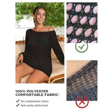 Buauty Beach Swimsuit Cover Up for Women, Crochet Bathing Suit Cover Ups Hollow Out Bikini Coverups Dress 2024 Summer Outfits Black