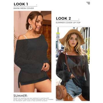 Buauty Beach Swimsuit Cover Up for Women, Crochet Bathing Suit Cover Ups Hollow Out Bikini Coverups Dress 2024 Summer Outfits Black