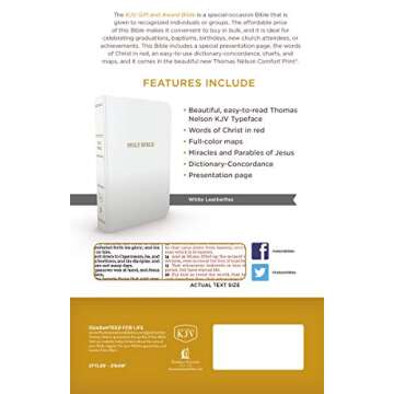 KJV Holy Bible: Gift and Award, White Leather-Look, Red Letter, Comfort Print: King James Version