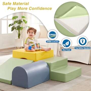 TOYMATE Climb and Crawl Activity Play Set - 4-Piece Soft Foam Block Structures