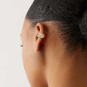 LADYGD Ear Cuff Earrings for Women Trendy 14K Gold Plated Multi-Colored Cubic Zirconia Braid Sparkle...