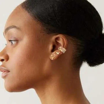 LADYGD Ear Cuff Earrings for Women Trendy 14K Gold Plated Multi-Colored Cubic Zirconia Braid Sparkle Ear Cuffs Non Piercing | Clip On Cartilage | Single