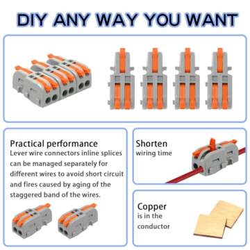 Tmyjfjingxi 20PCS Mini Electrical Wire Connectors Lever Wire Connector Compact Splicing Butt Termina...
